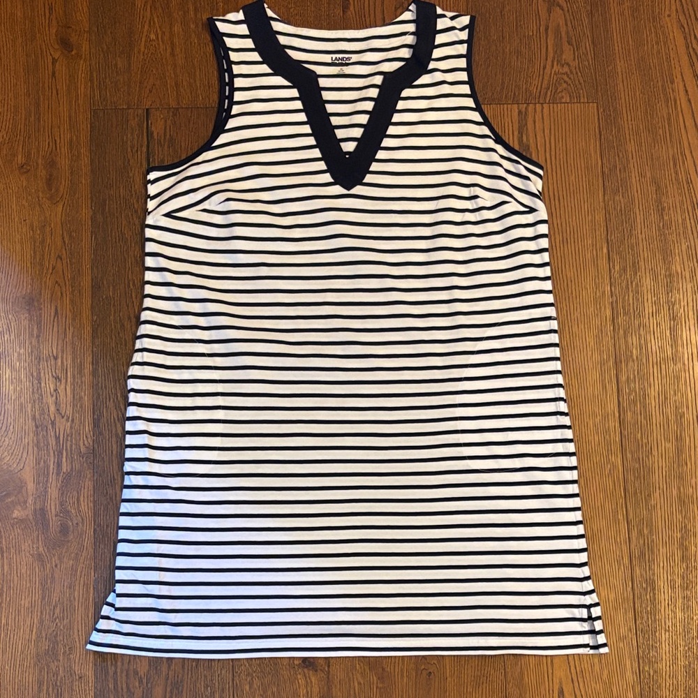 Lands End Striped Sleeveless Dress